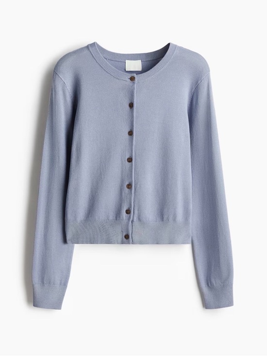 H&M Sweaters - H&M-SMALL Classic Crewneck Button-Front Sweater Cardigan - Blue